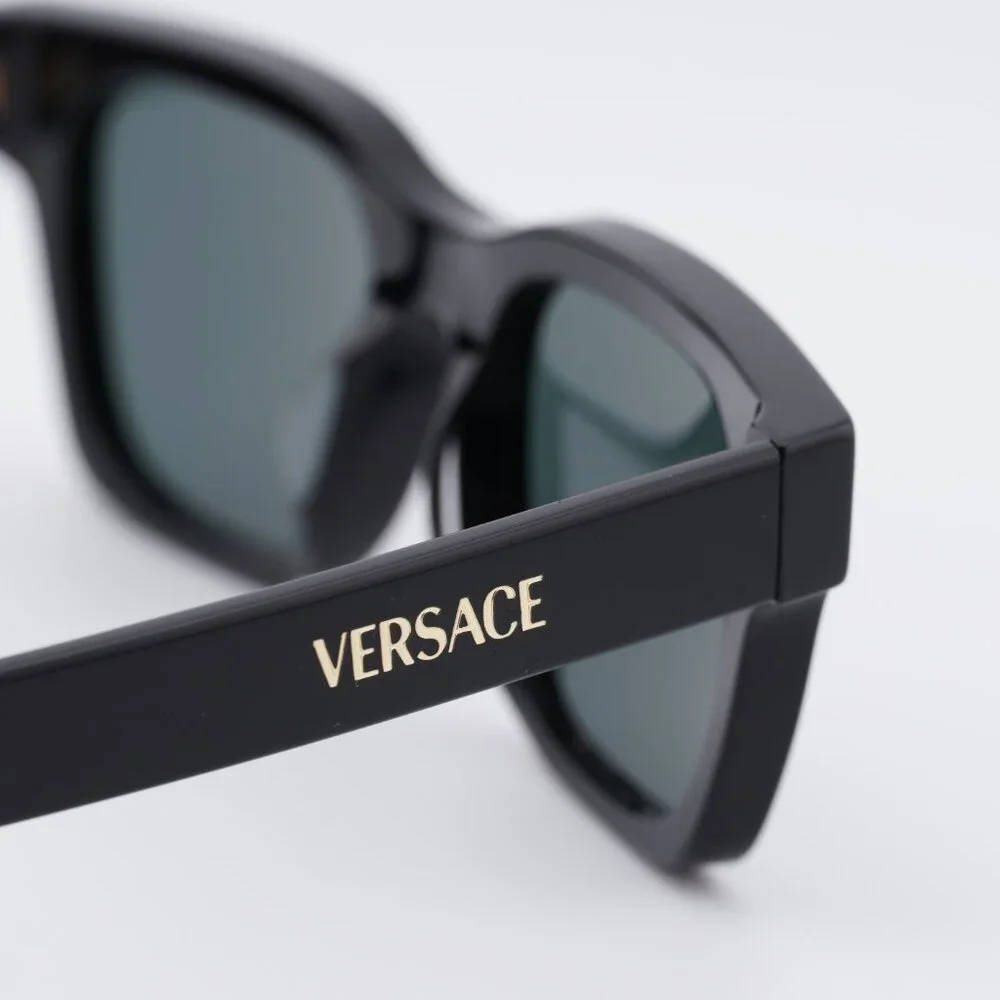 Versace VE4486F GB1/87 Sunglasses Shiny Black Square Frame, Dark Grey Lenses
